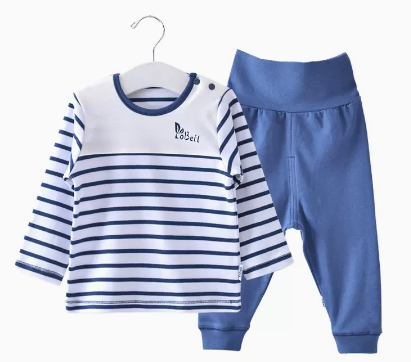 Hot selling baby autumn pure cotton long-sleeved suit (Zhangqing thick stripes) (size: 66.73CM (please contact customer service to confirm the delivery size after placing the order)