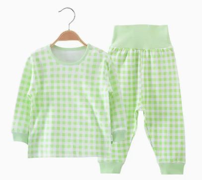 Hot selling baby autumn pure cotton long-sleeved suit (green plaid) (size: 66CM (please contact customer service to confirm the delivery size after placing the order)