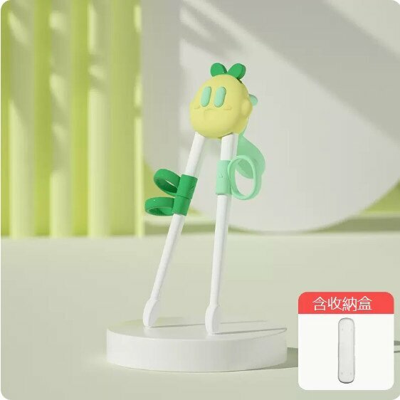 Hot selling baby training chopsticks (Vell green/includes 1 storage box/finger cot and tiger mouth two-in-one)