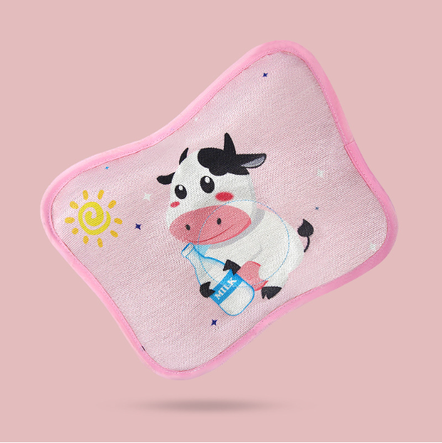 Hot selling baby pillow buckwheat ice silk shaped, sweat-absorbent and breathable (pink cow (all-in-one) size: 28cm*20cm)
