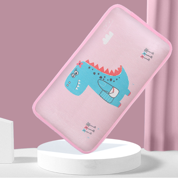 Hot selling baby pillow buckwheat ice silk shaped, sweat-absorbent and breathable (pink dinosaur (45*25cm))