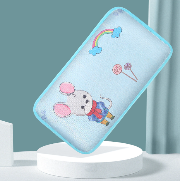 Hot selling baby pillow buckwheat ice silk shaped, sweat-absorbent and breathable (blue smart mouse (45*25cm))