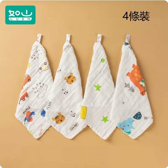 熱賣嬰幼兒紗布毛巾（4條高密印花）（奇妙王國6層30*30cm）