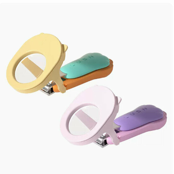 Hot selling nail clippers (nail clippers with magnifying glass (with light) available for 0-12 years old) (Pooh Orange + Star Pink)