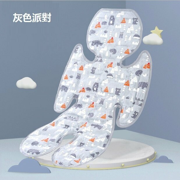 Hot selling baby stroller constant temperature gel ice pad cartoon cool baby seat cushion (grey party) size: 70*33)
