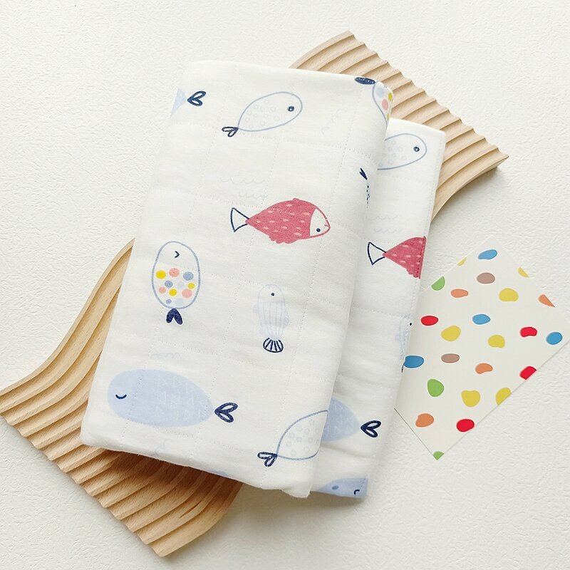 熱賣寶寶紗布包巾（80*80cm 透明 小魚兒)
