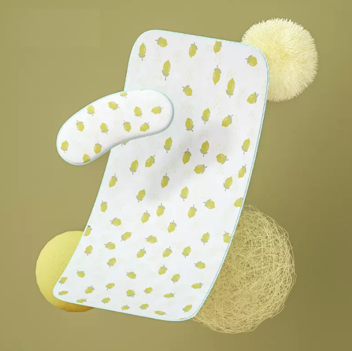 Hot selling baby ice silk mat (antibacterial and anti-mite [mat + pillowcase] lemon) 100cm×56cm