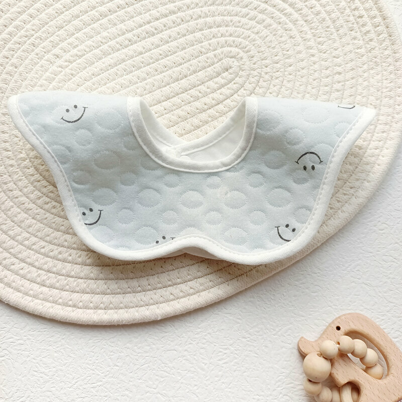 New baby cotton saliva wipes (blue smiley face 1 pack, waterproof)