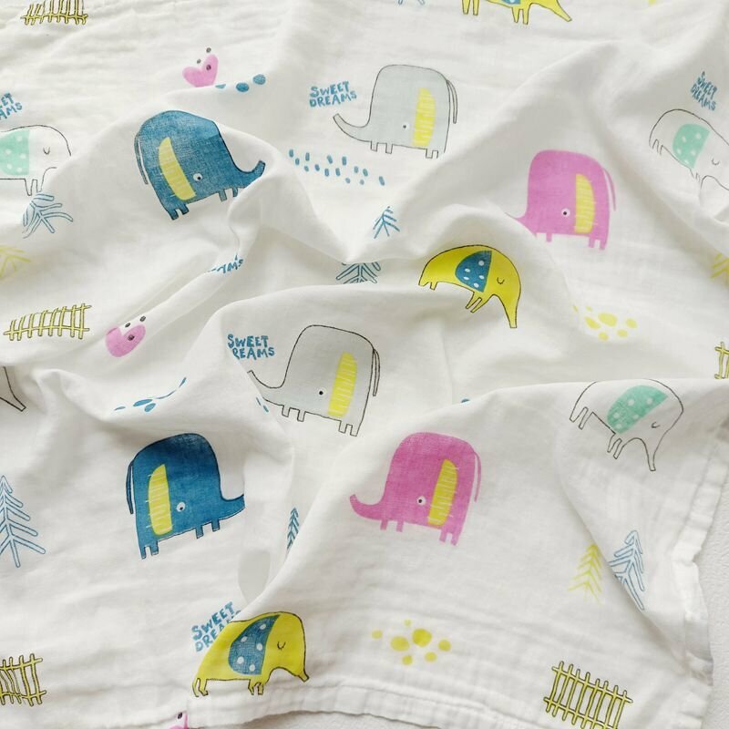 New baby pure cotton gauze wrap (new elephant spun gauze 110x110cm)