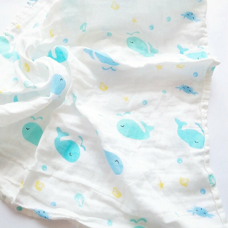 New baby cotton gauze wrap (little dolphin gauze 110x110cm)