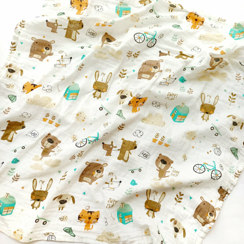 New baby pure cotton gauze wrap (little tiger's friend spun gauze 110x110cm)