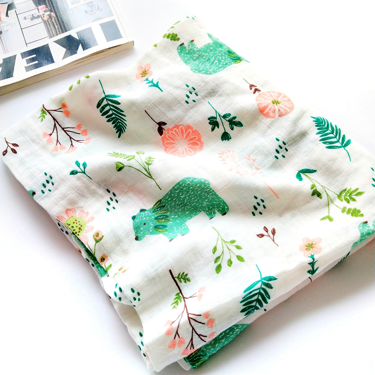 New baby pure cotton gauze wrap (L bear spun gauze 110x110cm)