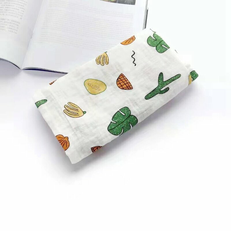 New baby cotton gauze wrap (burgundy tropical fruit gauze 120x150cm)