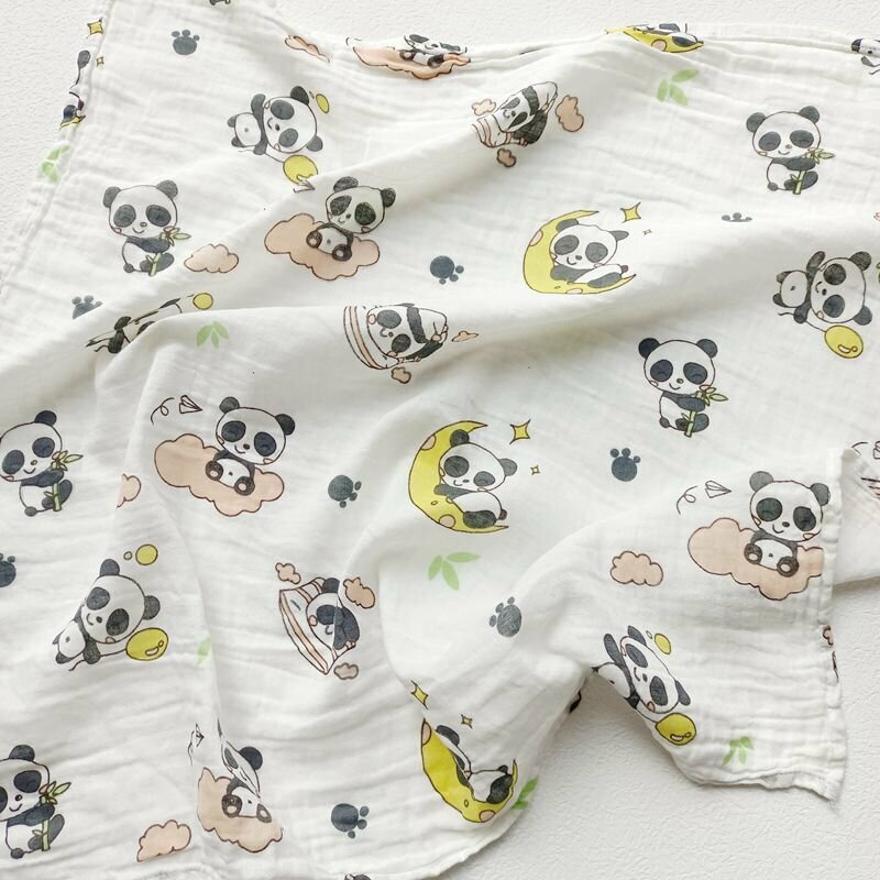 New baby cotton gauze wrap (fluorescent yellow red panda gauze 110x110cm)