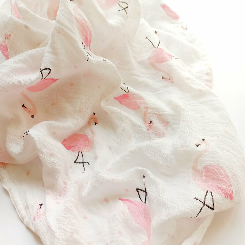 New baby pure cotton gauze wrap (peacock blue pink flamingo spun gauze 90x90cm)