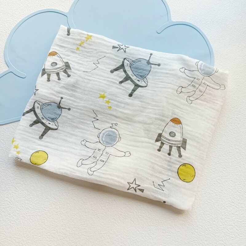 New baby pure cotton gauze wrap (light blue space dream gauze 70x70cm)