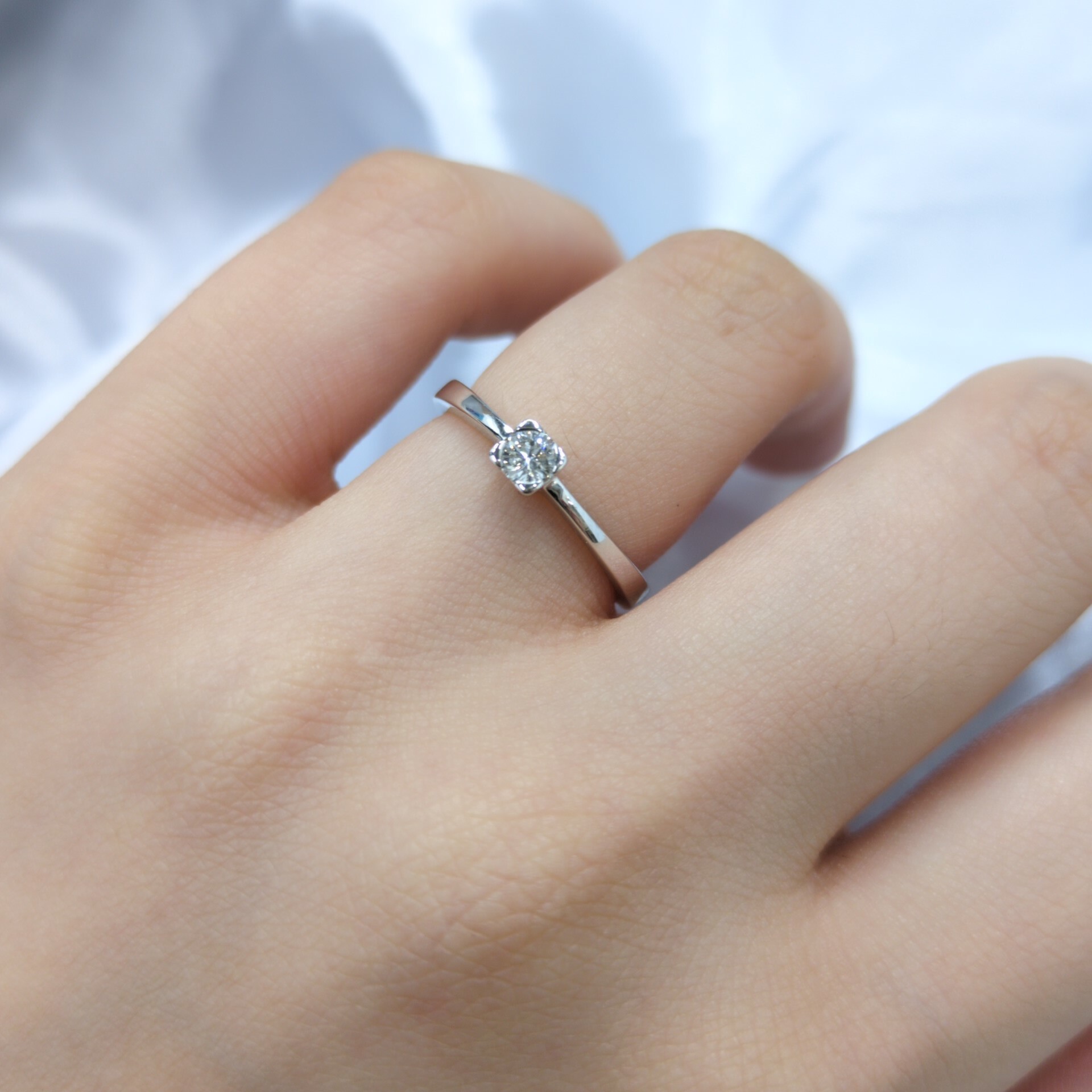 全新18K白金【單粒14份鑽石】戒指