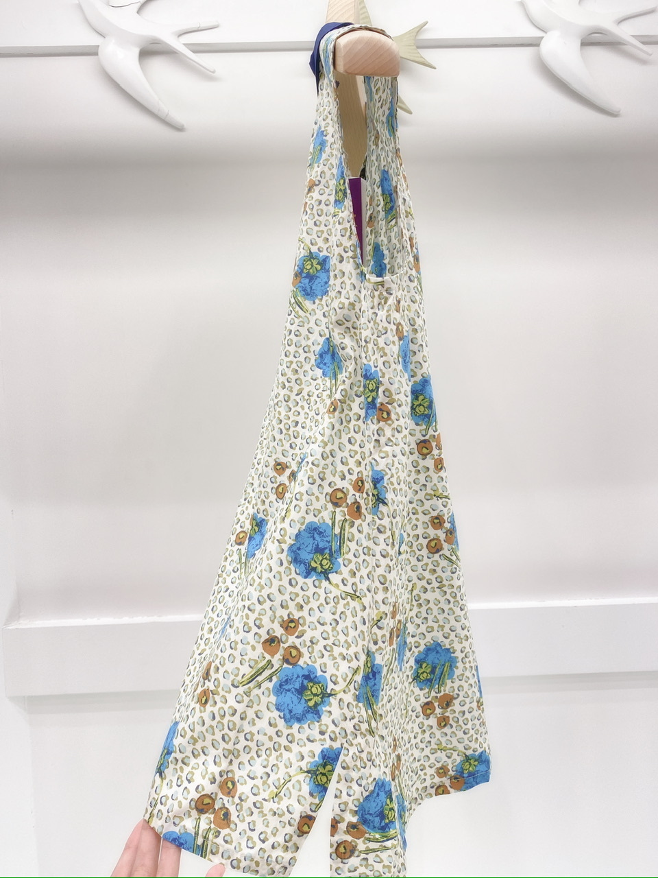 深藍圓領無䄂花布杉