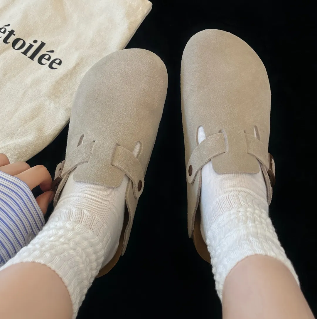 LEE 勃肯鞋 拖鞋 包頭鞋 軟木底 懶人鞋 麂皮 灰色 沙色 棕色 可可色 卡其色 / 現貨