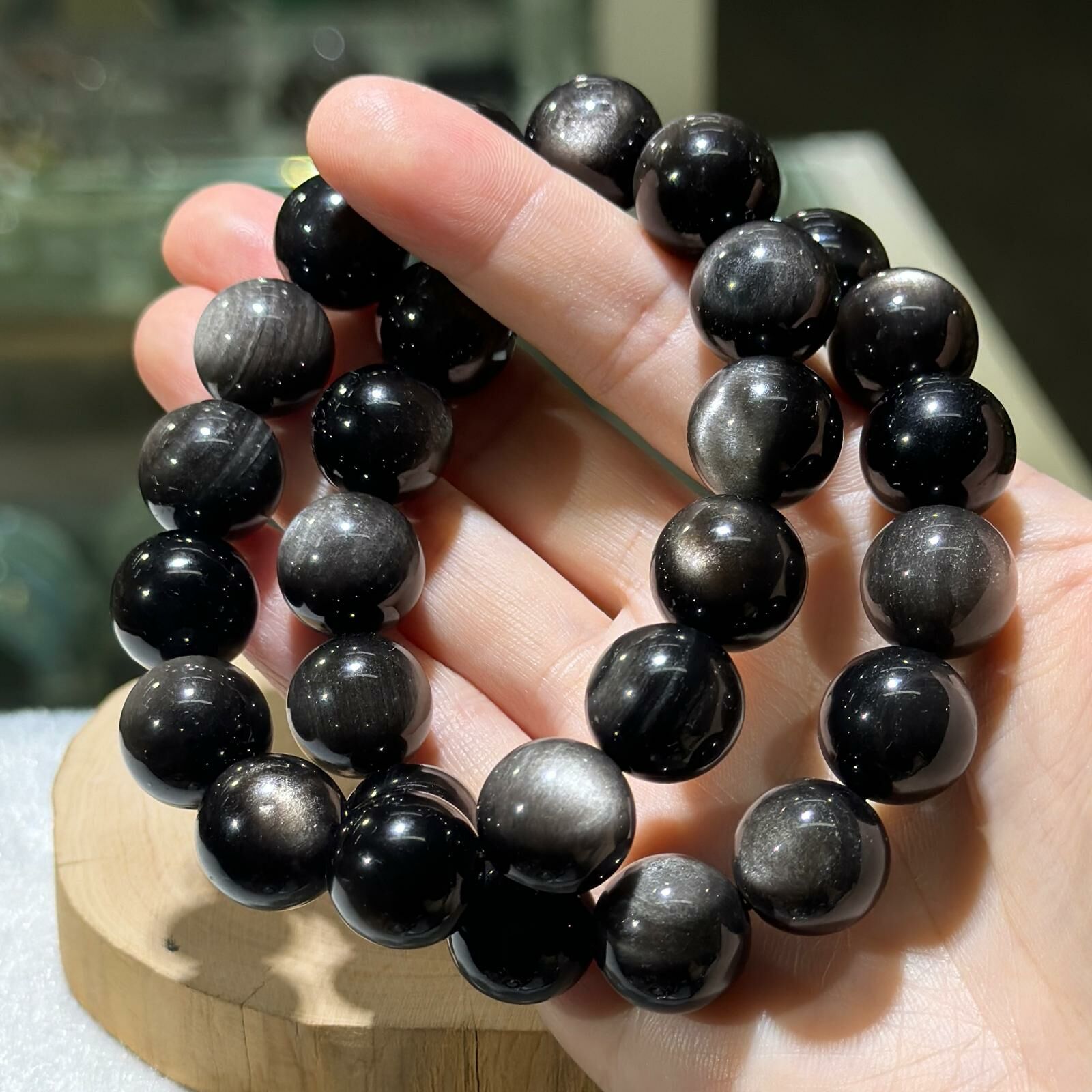 大m💫銀曜石手串 14 mm +/-