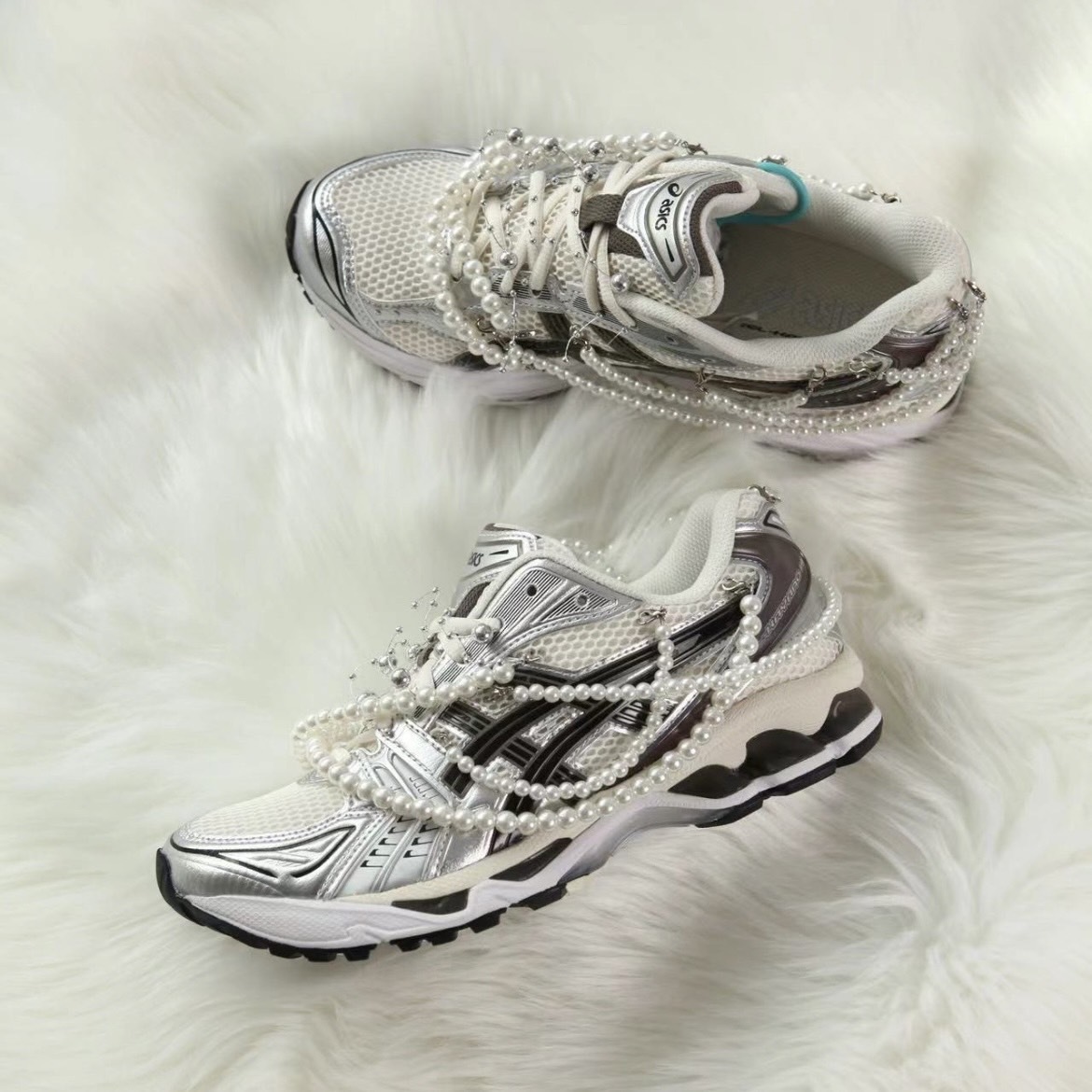 Asics Gel-Kayano 14 Y2K 巴黎時裝同款 金屬銀 復古 白銀 珍珠鍊