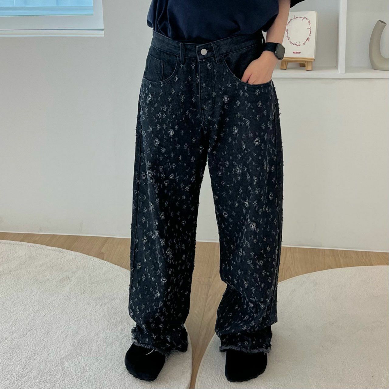 破洞鬆身牛仔褲 P2908