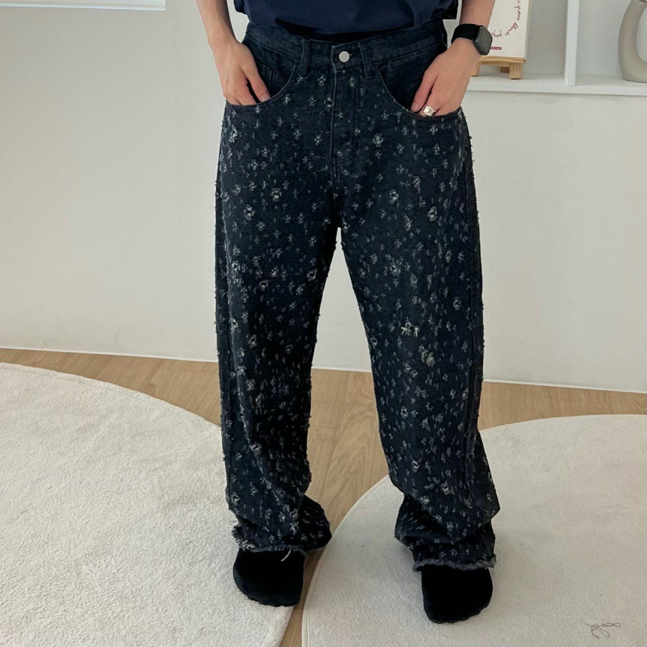 破洞鬆身牛仔褲 P2908