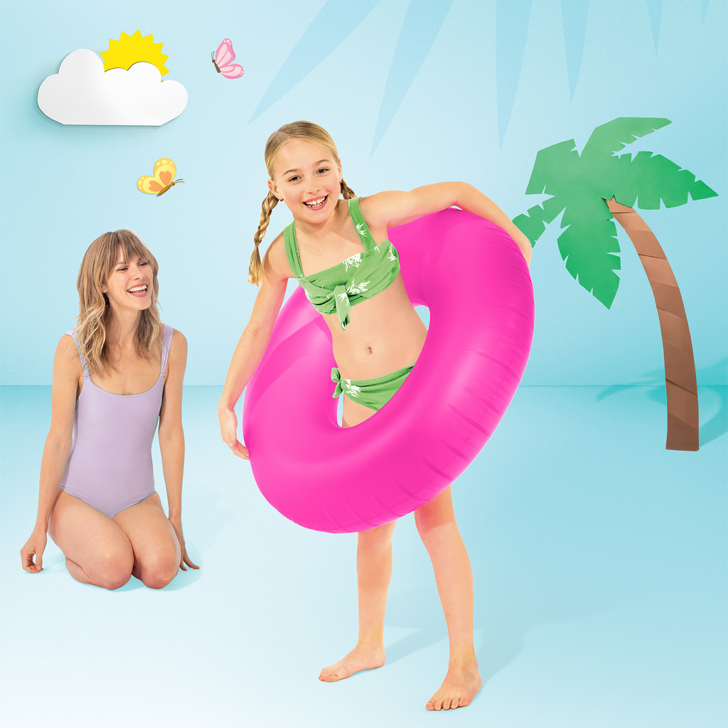 大霓虹色充氣泳圈水泡 - 粉紅