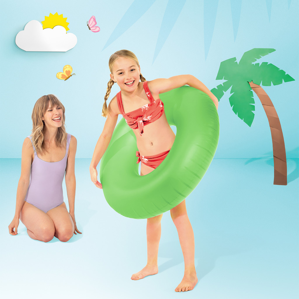 大霓虹色充氣泳圈水泡 - 綠
