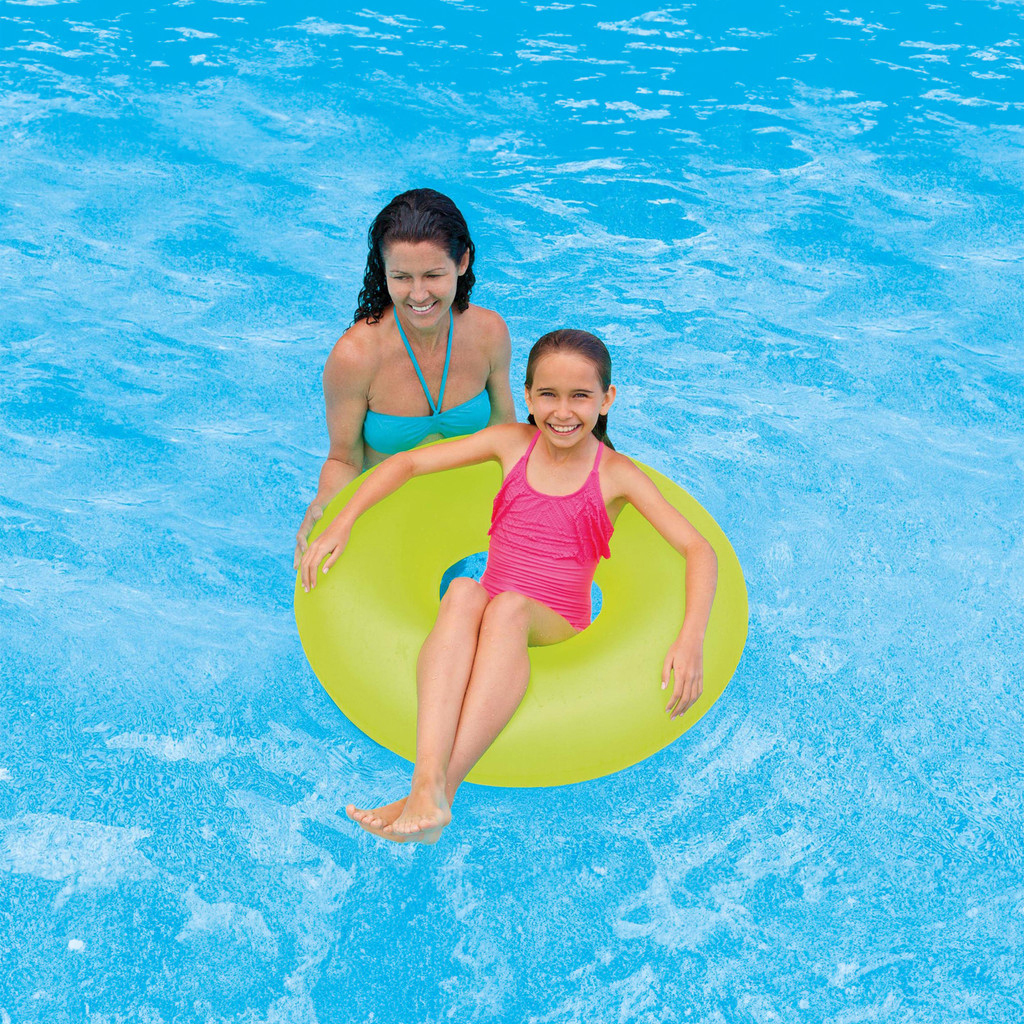 大霓虹色充氣泳圈水泡 - 黃