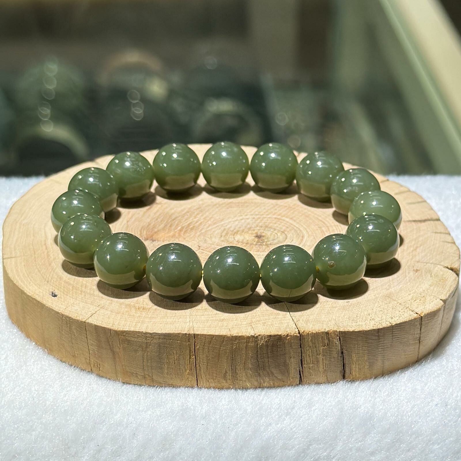 和田玉手串 12 mm +/- (淺)