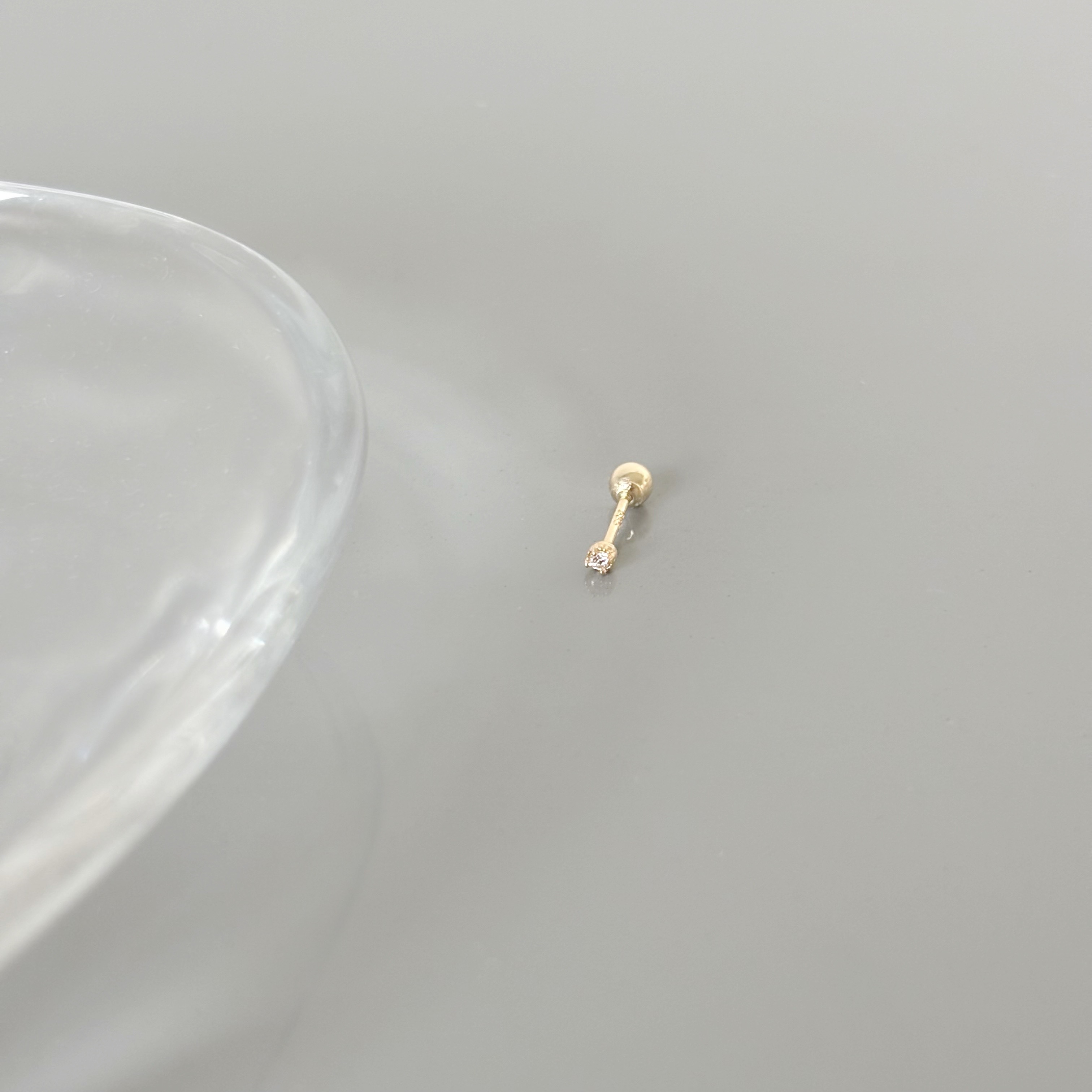 14K 1.5分白鑽轉珠耳環