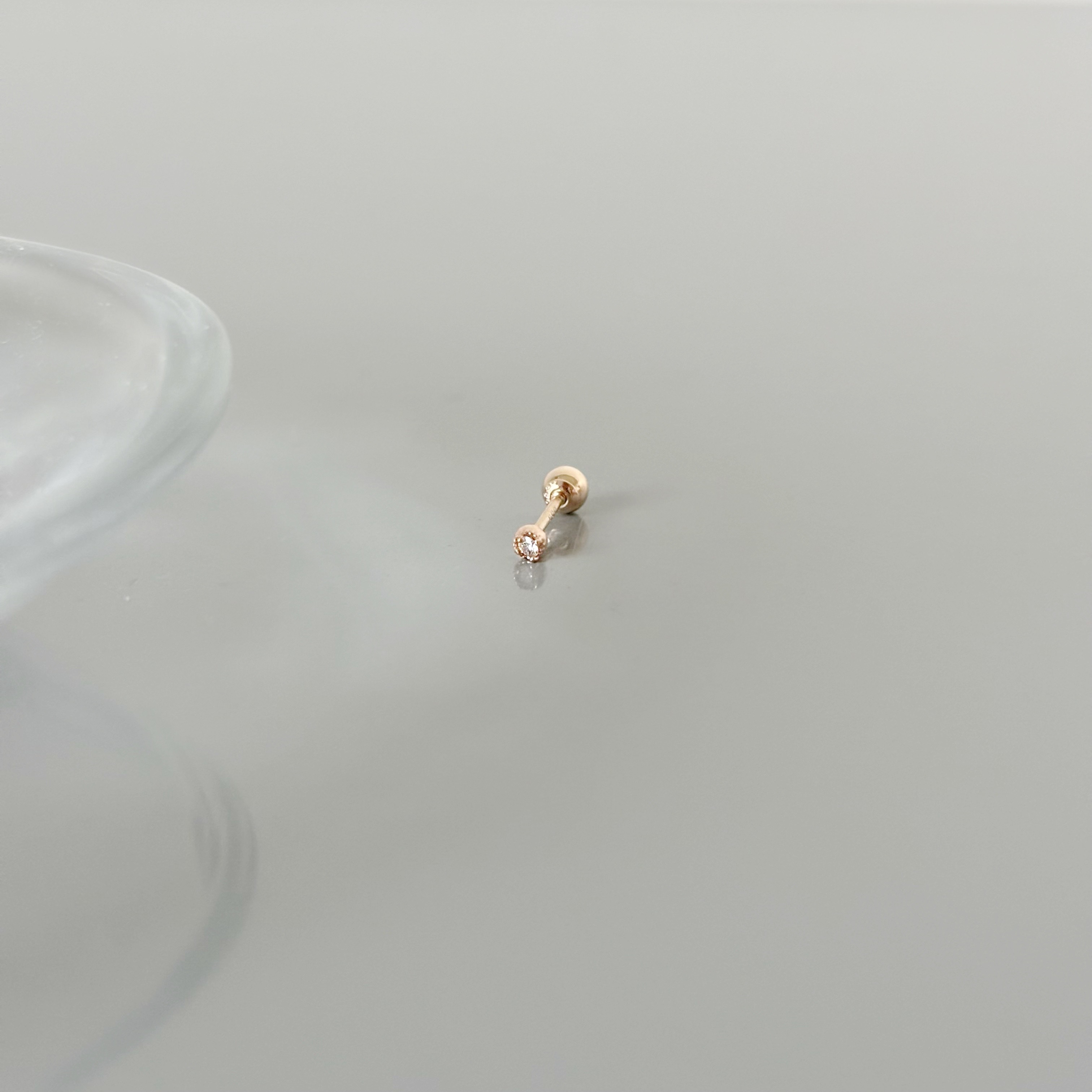 14K 1.5分白鑽轉珠耳環