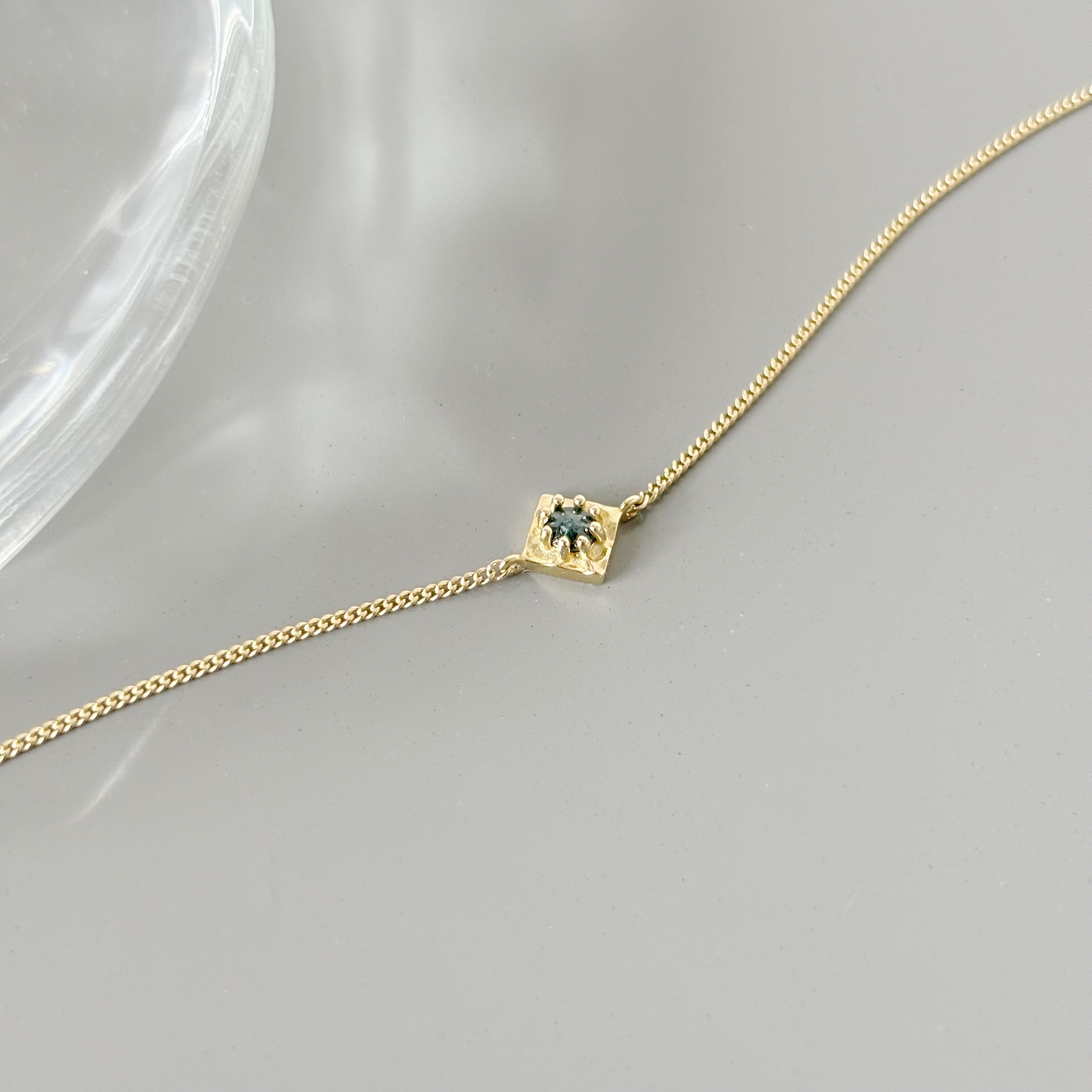 14K復古菱形藍鑽原礦手鍊