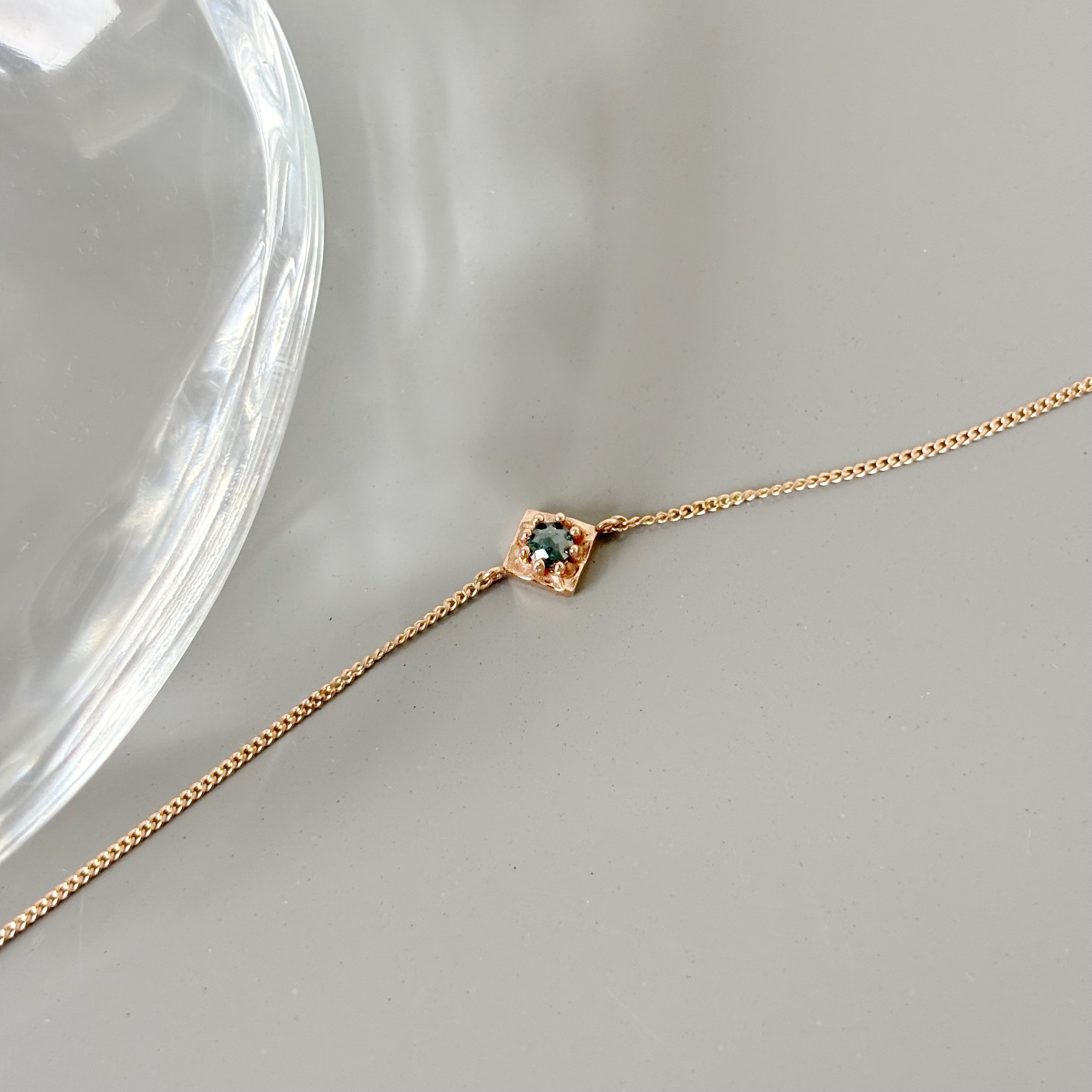 14K復古菱形藍鑽原礦手鍊