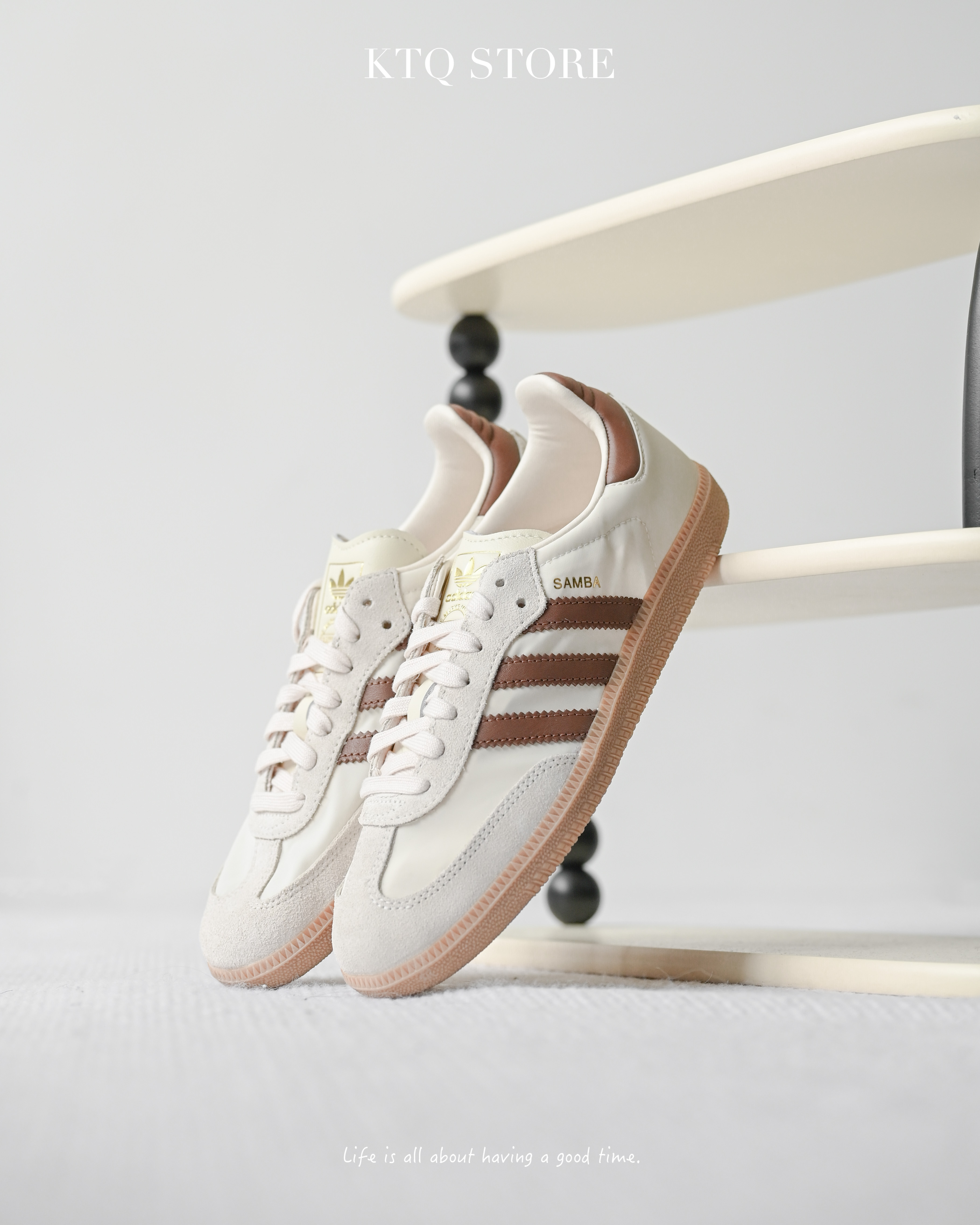 KTQ STORE ‧ ADIDAS SAMBA OG 奶茶棕 焦糖底絲綢布面 ID1447