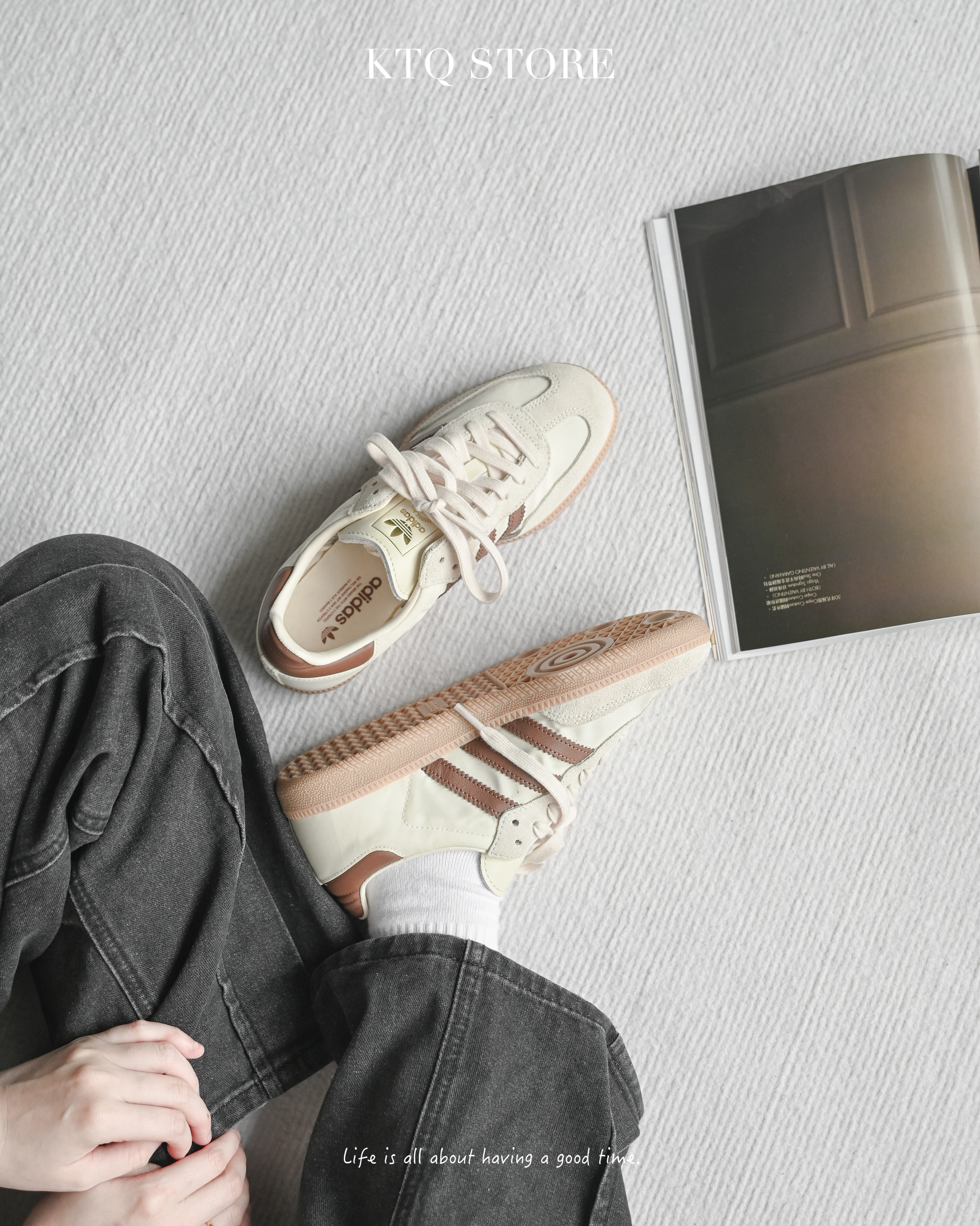 KTQ STORE ‧ ADIDAS SAMBA OG 奶茶棕 焦糖底絲綢布面 ID1447