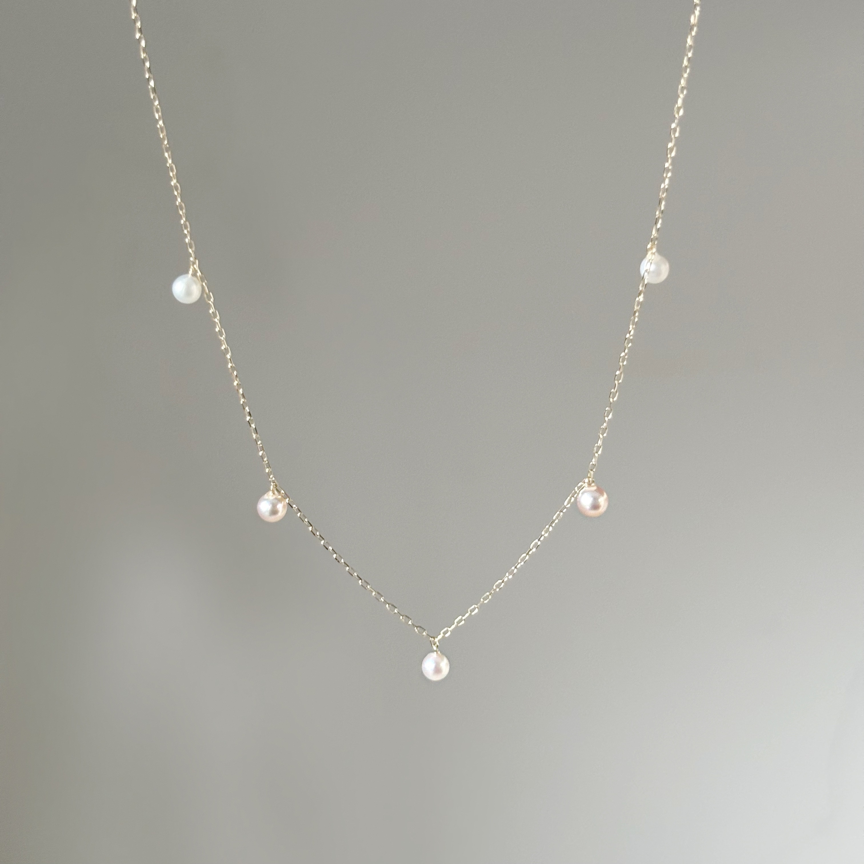 14K晃晃粉白珍珠鎖骨鏈