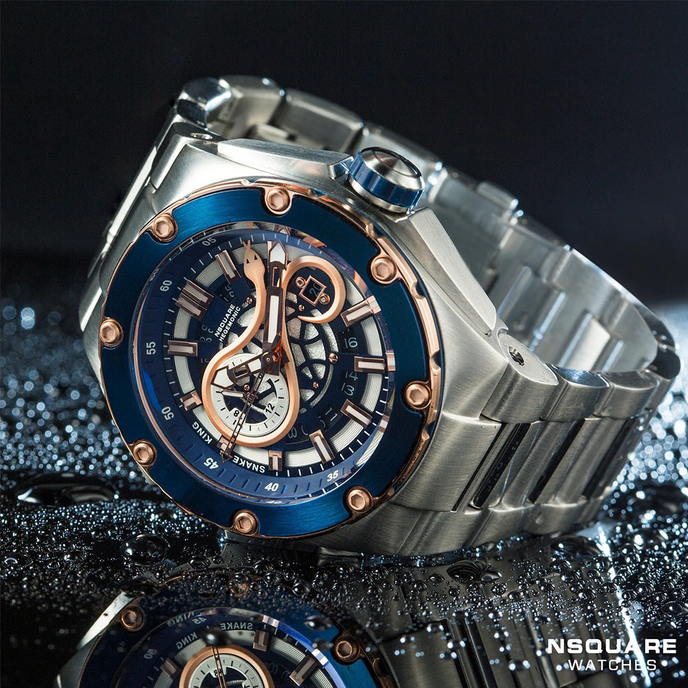 【NSQUARE】SNAKE KING蛇皇系列 G0471-N10.4SS 尊爵皇家 鈷藍蛇紋 機械腕錶 手錶