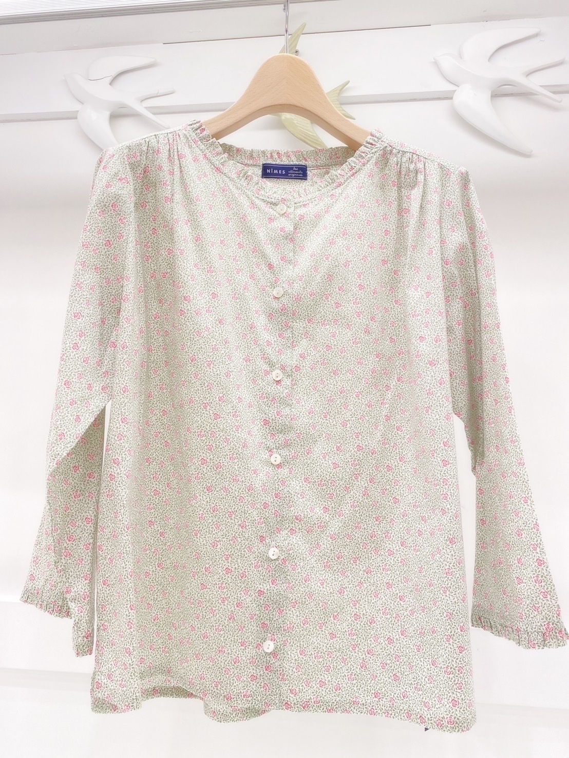 小花七分袖襯衫