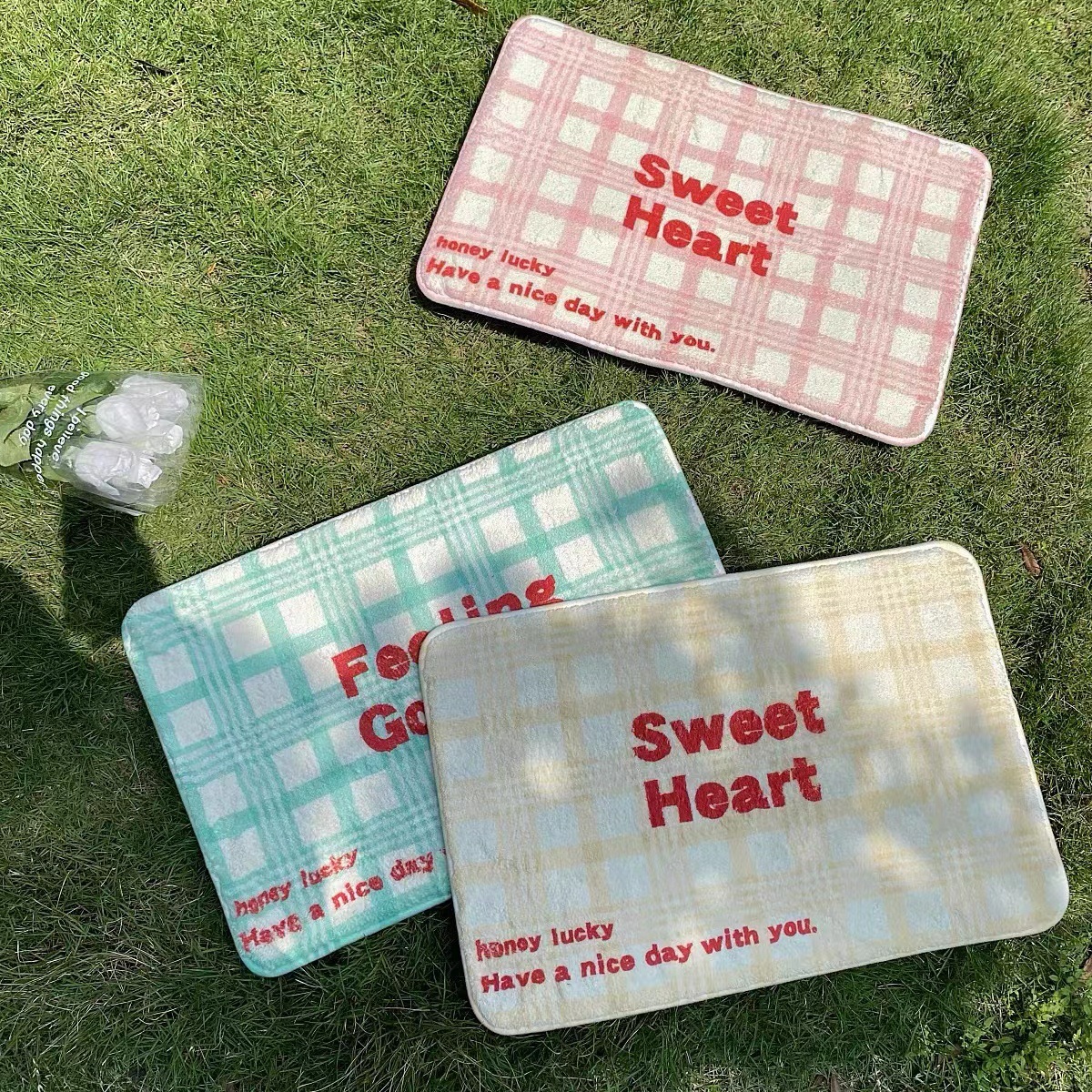 《4553》INS 美式文字吸水地墊 ((仿羊絨))