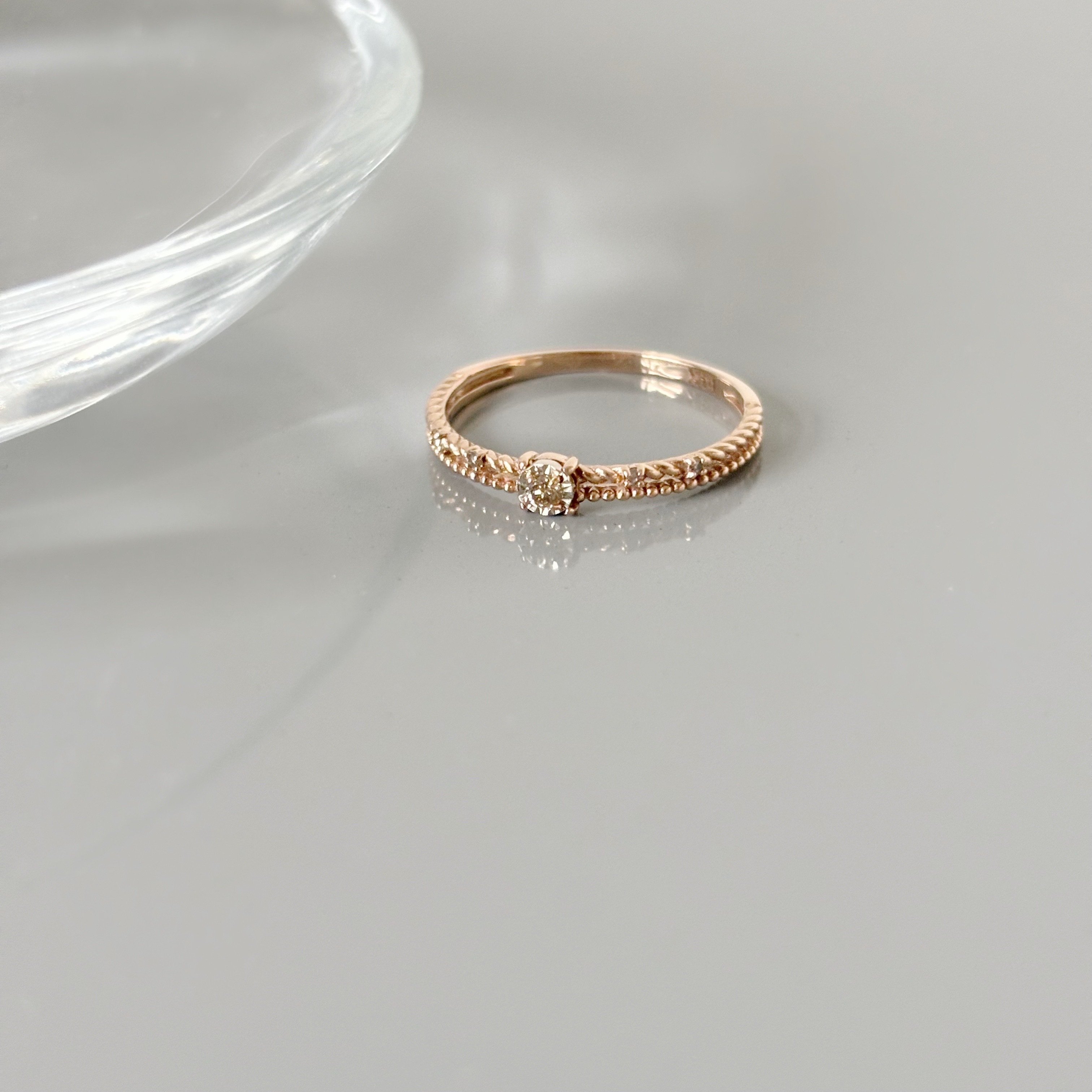 14K 雙層感顯大鑽石戒指