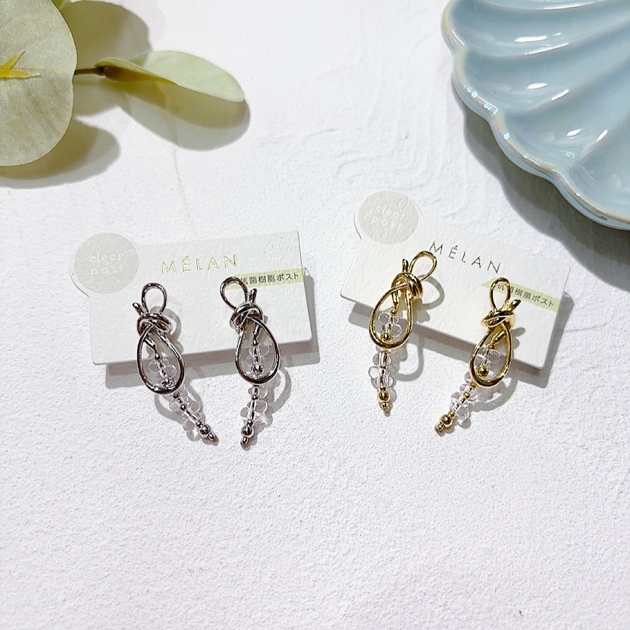 金屬蝴蝶結珠仔耳環