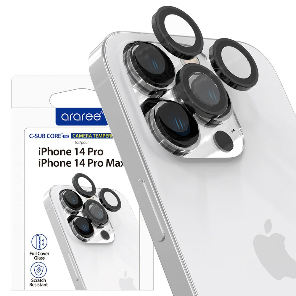 araree Core Camera 強化玻璃金屬邊鏡頭保護貼-iPhone 14 Pro/Pro Max  | 香港行貨