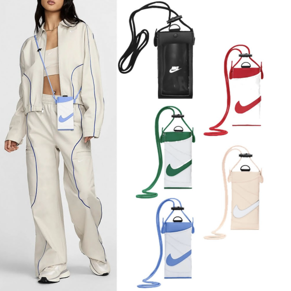 Nike 可觸控手機包 黑/綠/紅/藍/奶茶色 證件夾 手機袋 零錢包 卡片夾 掛繩 肩背 可調整 N1010036091