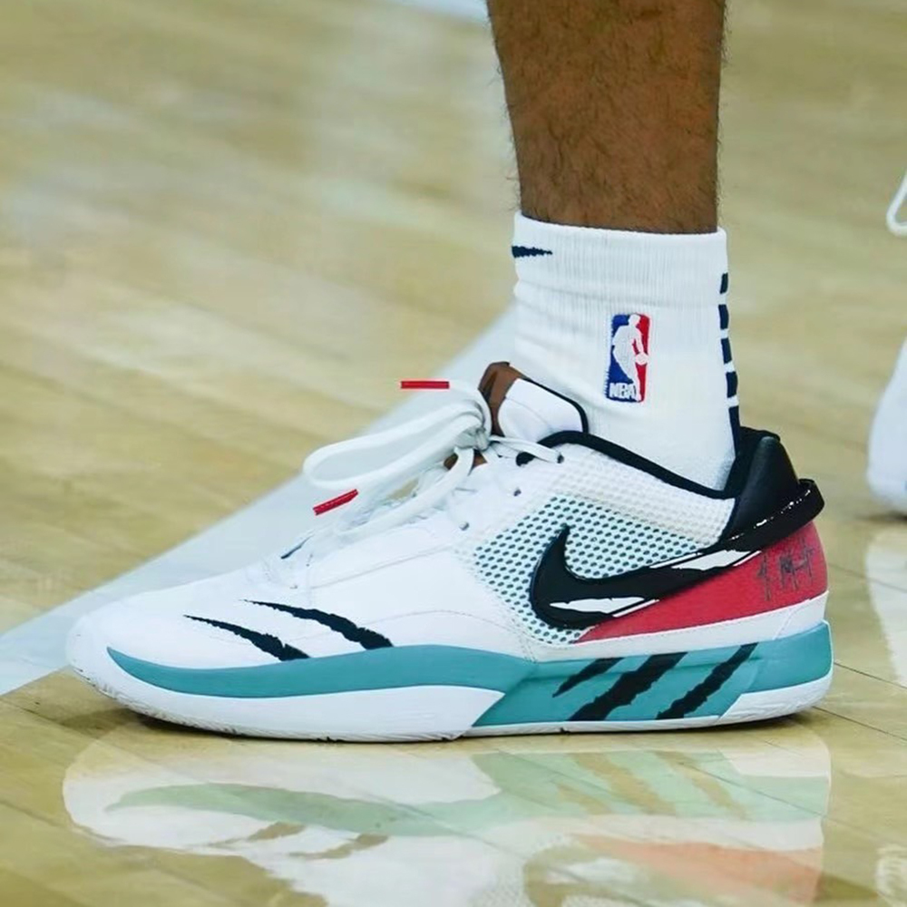 NIKE JA Morant 1 Scratch JA1 莫蘭特 灰熊主場配色 白綠 熊抓痕 實戰鞋 籃球鞋 HJ7929-100