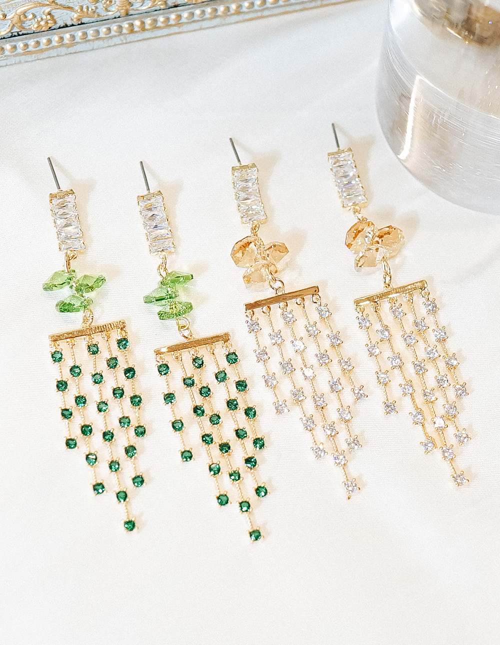 by mii✧垂簾施華洛世奇八卦寶石耳飾✦綠