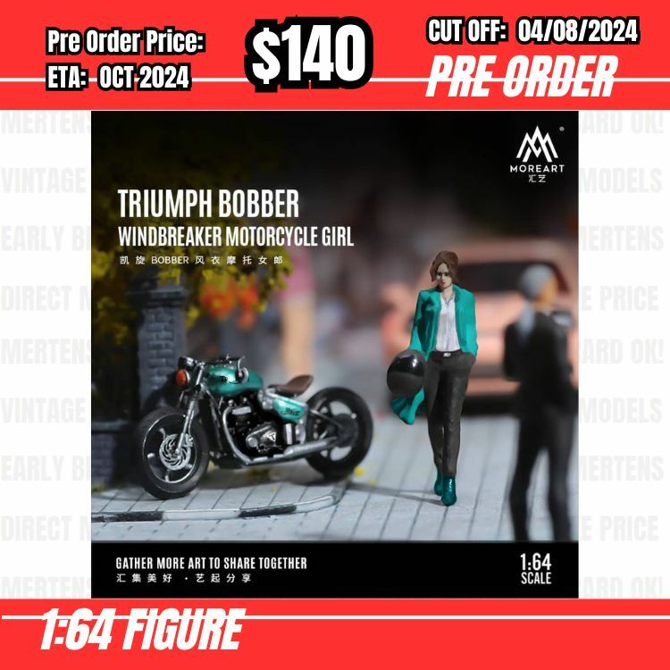 PO-$140 * Moreart * 1:64 Figure - Triumph Bobber Windbreaker Motorcycle Doll [OD28/07]