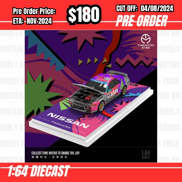 PO-$180 * Time Micro * 1:64 Nissan Skyline GTR R32 Axia Silver [OD28/07]