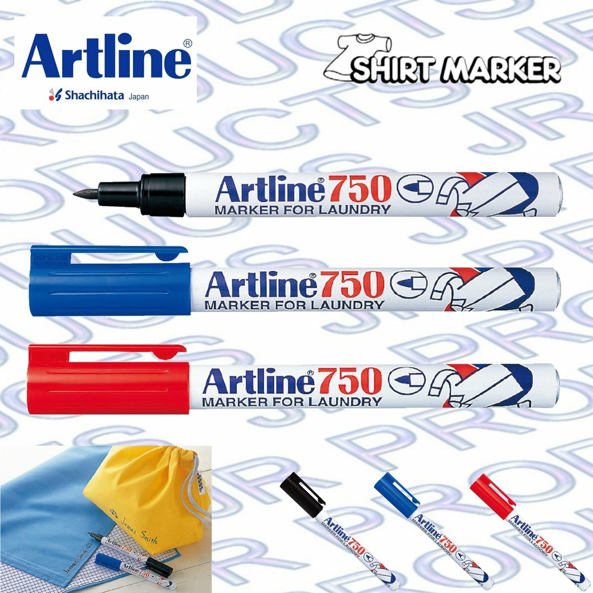 Artline - 日本雅麗牌 EK-750 布料T恤衣服記號筆 (3支)
